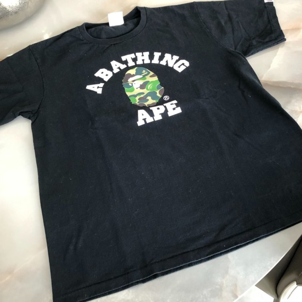 Authentic Black "A Bathing Ape" Cotton T-Shirt